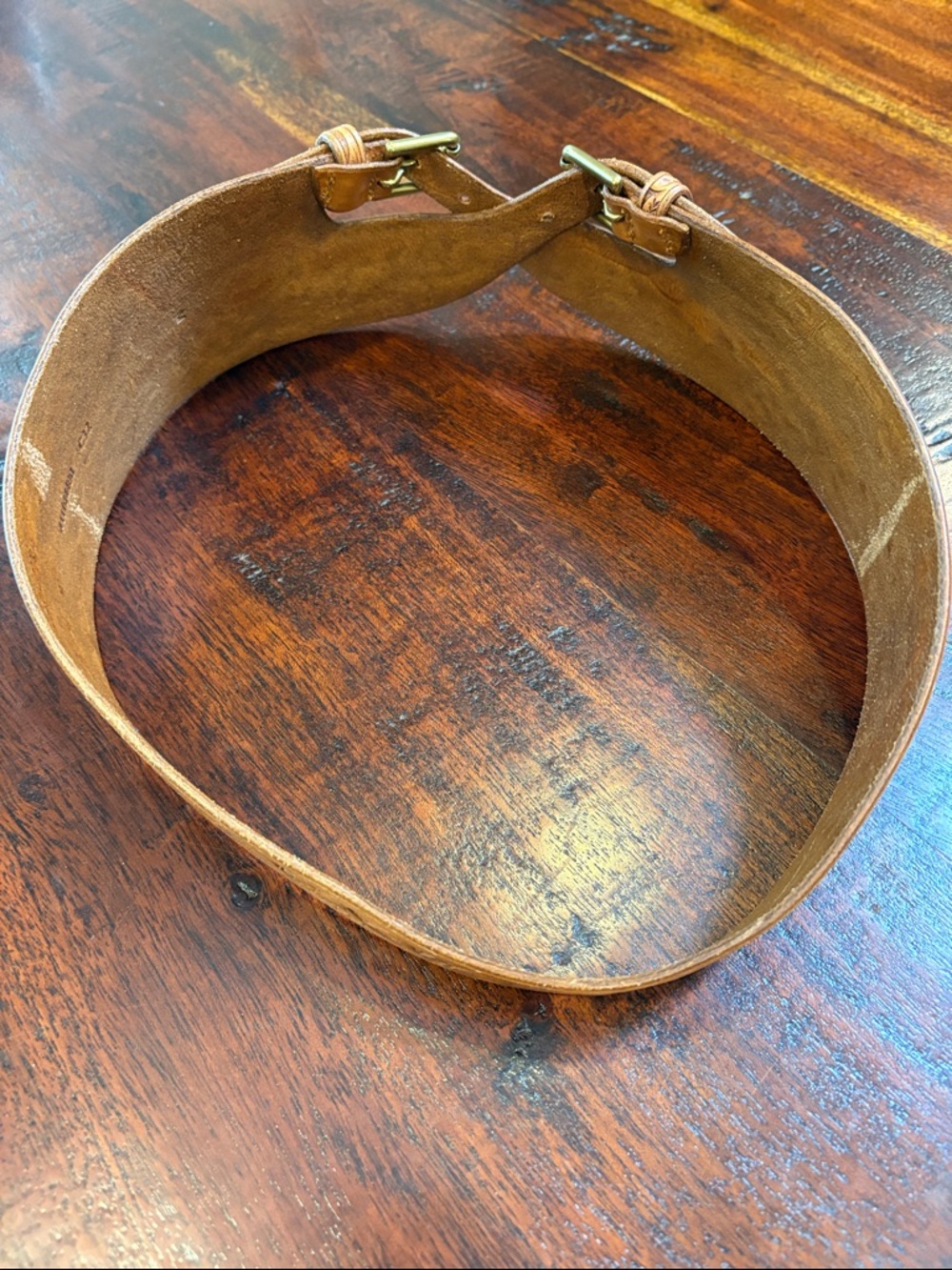 Vintage Ralph Lauren Brown Tooled Leather Cross Double Buckle Belt size Medium - Picture 12 of 16